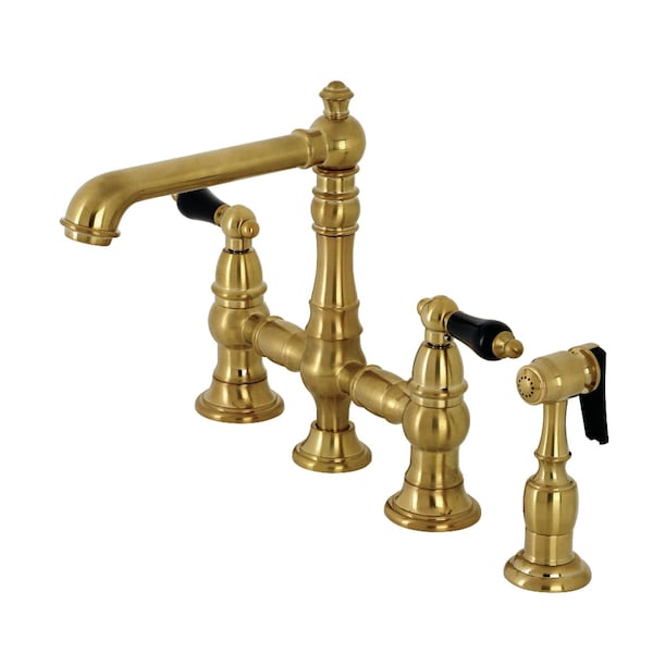 KS7277PKLBS Duchess Bridge Kitchen Faucet W/Brass Sprayer, Brass